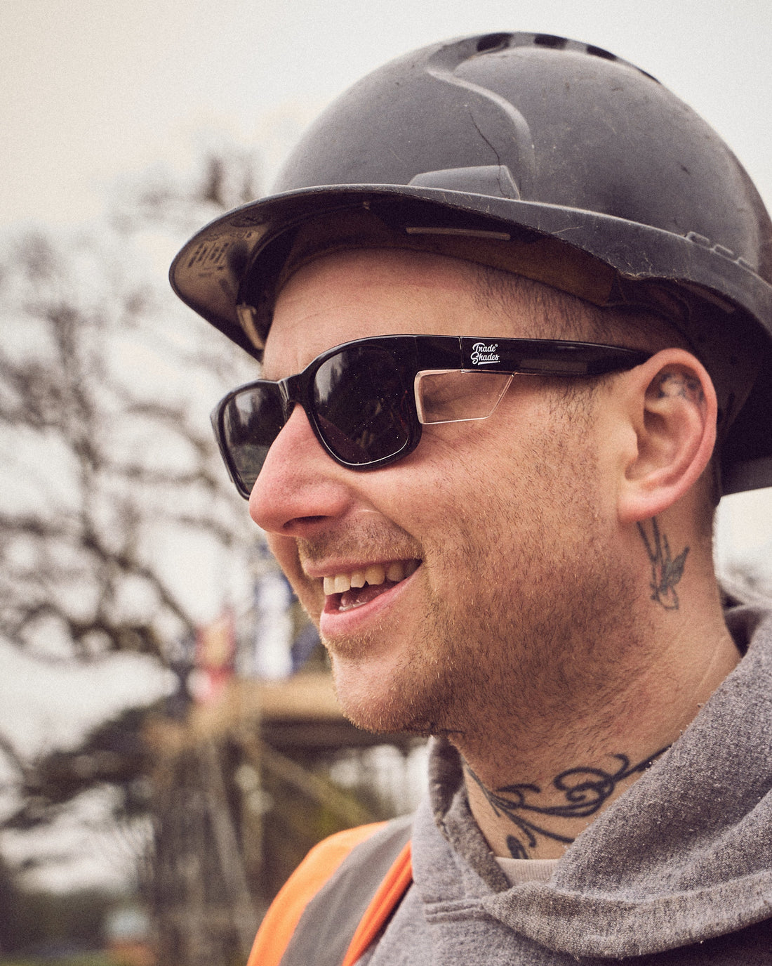 Tradesman wearing Trade Shades smiling