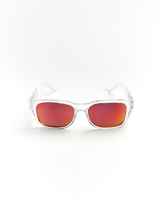PRE-ORDER Clear Frame - Fire Red Polarised Lens