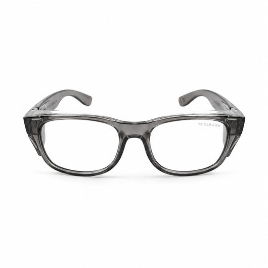 Trade Shades gun grey photochromic safety glasses — side profile
